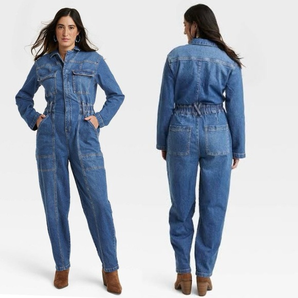Universal Thread Denim - BN12 Universal Thread Women's Blue Denim Jumpsuit Tapered Leg Zip up‎ size 2